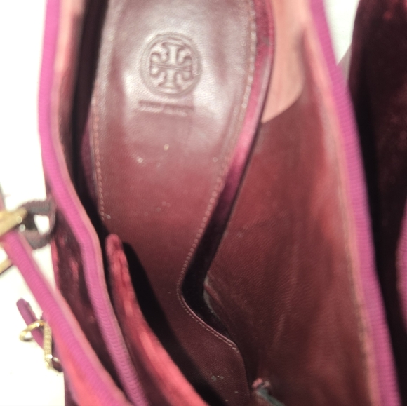Tory Burch Carley Women's Size 11M Burgundy Velvet Booties Boots - Picture 5 of 9